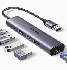 UGREEN CM252 5 -In -1 docking Station- USB-C to  3*USB 3.0 /RJ45 with PD(100W)- Gray