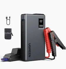 UGREEN ES702 12000mAh Jump Starter POWER PACK-Jump Starter Power Pack 1000A Car Battery Booster for 6.0L Gasoline and 3.5L Diesel Engines 12000mAh Car Jump Starter Power Bank with Digital Screen and LED Light for Emergency