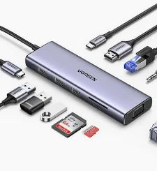 UGREEN CM498 10 -In -1 Docking Station- USB-C To 3*USB A 3.0/HDMI/VGA/RJ45 Gigabit/SD/TF/ AUX3.5mm /100W PD Converter