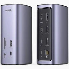 UGREEN CM555 12 In 1 PRO Docking Station USB-C to 1*USB-A 3.2 Gen 2/ 2*USB-A 3.0 GEN 1/1*USB-C 3.2 Gen 2/ 2*HDMI(1*8K @ 30 &1*4K @ 60 Hz) / 1*DP (4K @ 60 Hz)/RJ45 Gigabit /SD&TF /3.5mm/ 100W PD port Converter