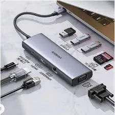 UGREEN CM498 9- In- 1 Docking Station- USB-C To 3*USB A 3.0 + HDMI + VGA + RJ45 Gigabit + SD/TF/100W PD Converter