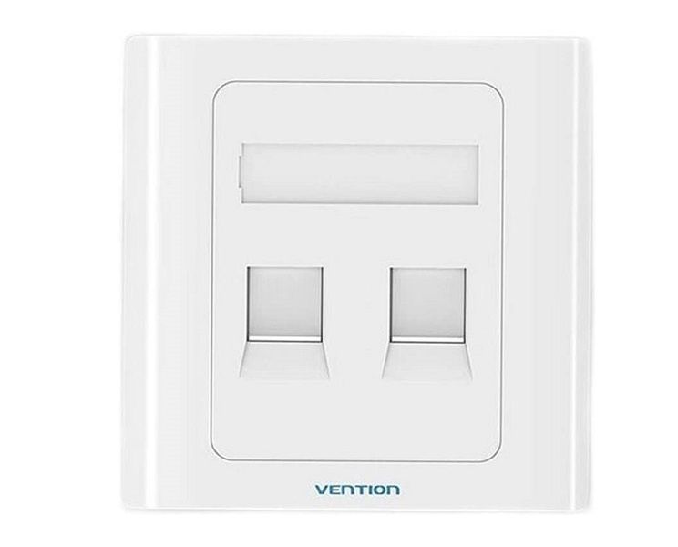 Vention 2-Port Wall Faceplate (White, 86mm)
