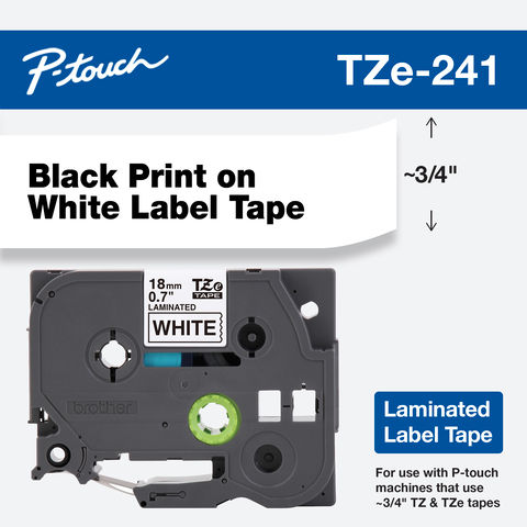 Brother TZe-241 / TZ2-241 18mm × 8m Black on White Tape image