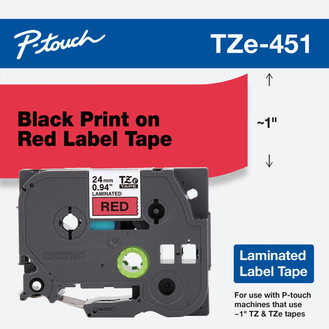 Brother TZe-451 / TZ2-451 24mm × 8m Black on Red Tape image