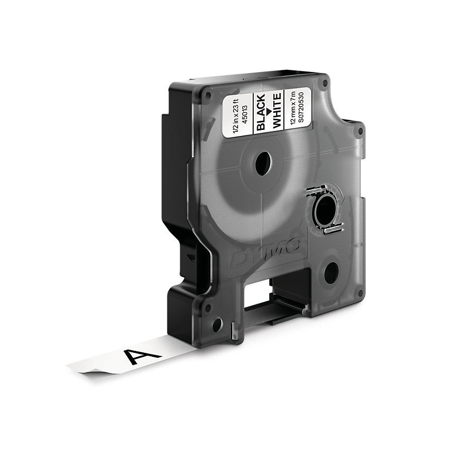 Dymo D1 45013 12mm × 7m Black on White Label Tape image