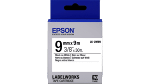 Epson LabelWorks LK-3WBN 9mm Black on White Tape