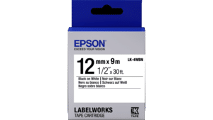 Epson LabelWorks LK-4WBN 12mm Black on White Tape