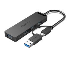 Vention 4‑Port USB 3.0 Hub – USB‑C & USB‑A 2‑in‑1, Power Supply, 0.15M image