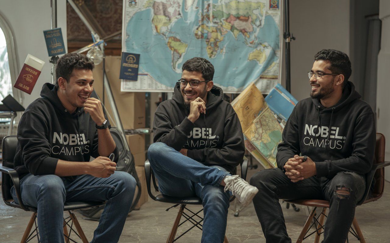 Documentary-style photograph of international students
