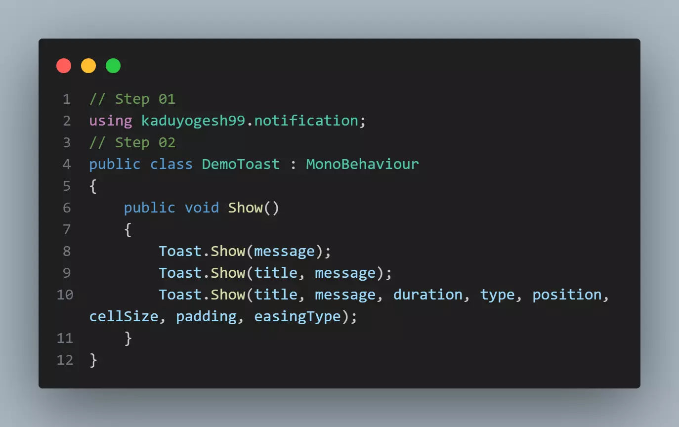Toaster in-game notification