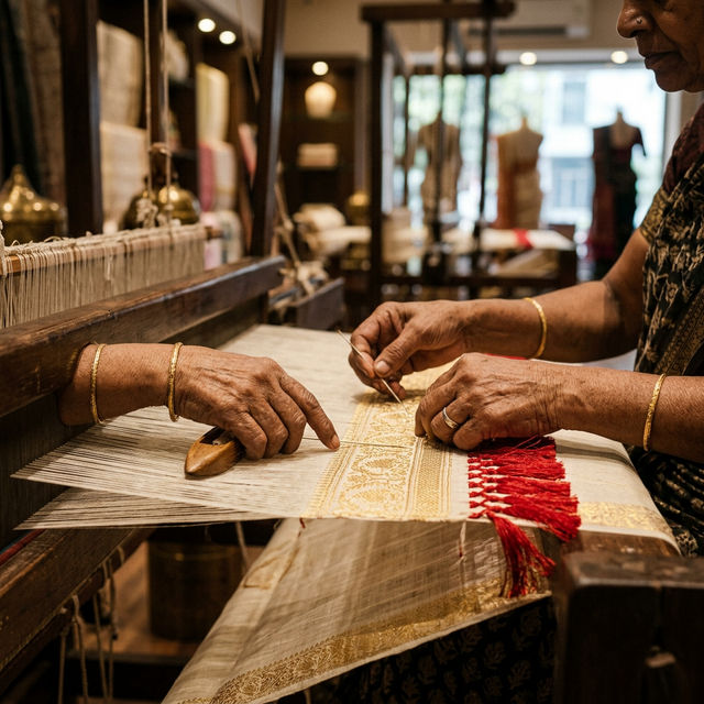 Luckshri Heritage Craftsmanship - Handcrafted Pure Mulmul Saree Legacy