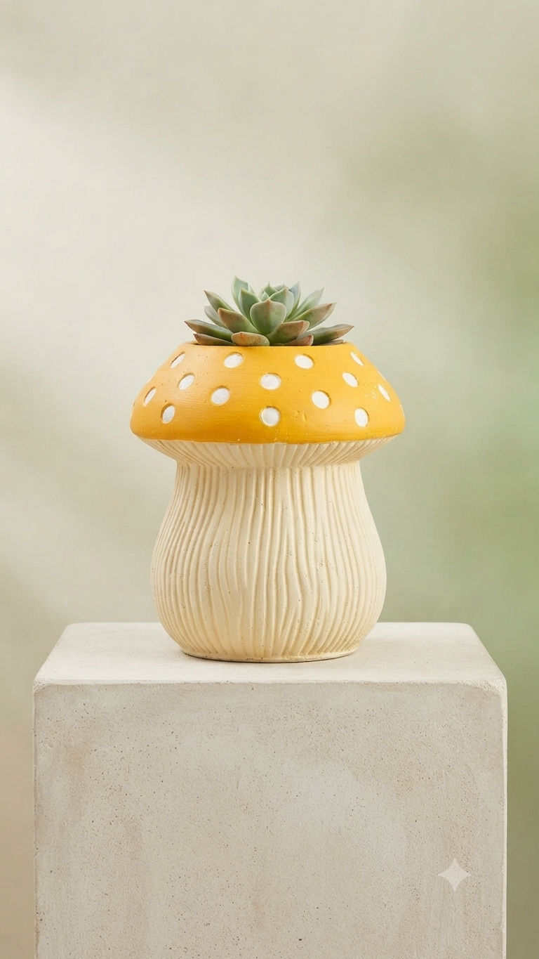 Ceramic Pot - Mushroom Shape, 12 inch