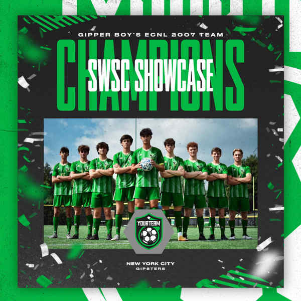 a group of football players on a green and black background $$$ GIPPER BOY'S ECNL 2007 TEAM YOURTEAM NEW YORK CITY GIPSTERS
