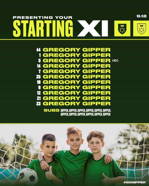 The Green Team Lineup: Unleash the Gipper Soccer Roster Template