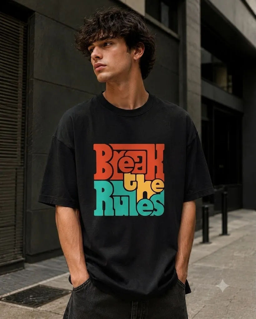 Break The Rules 200 GSM Drop Shoulder T-Shirt - Image 1