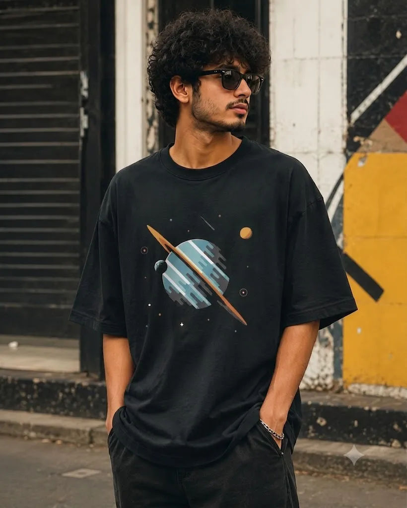 Cosmic Orbit 200 GSM Drop Shoulder T-Shirt - Image 1