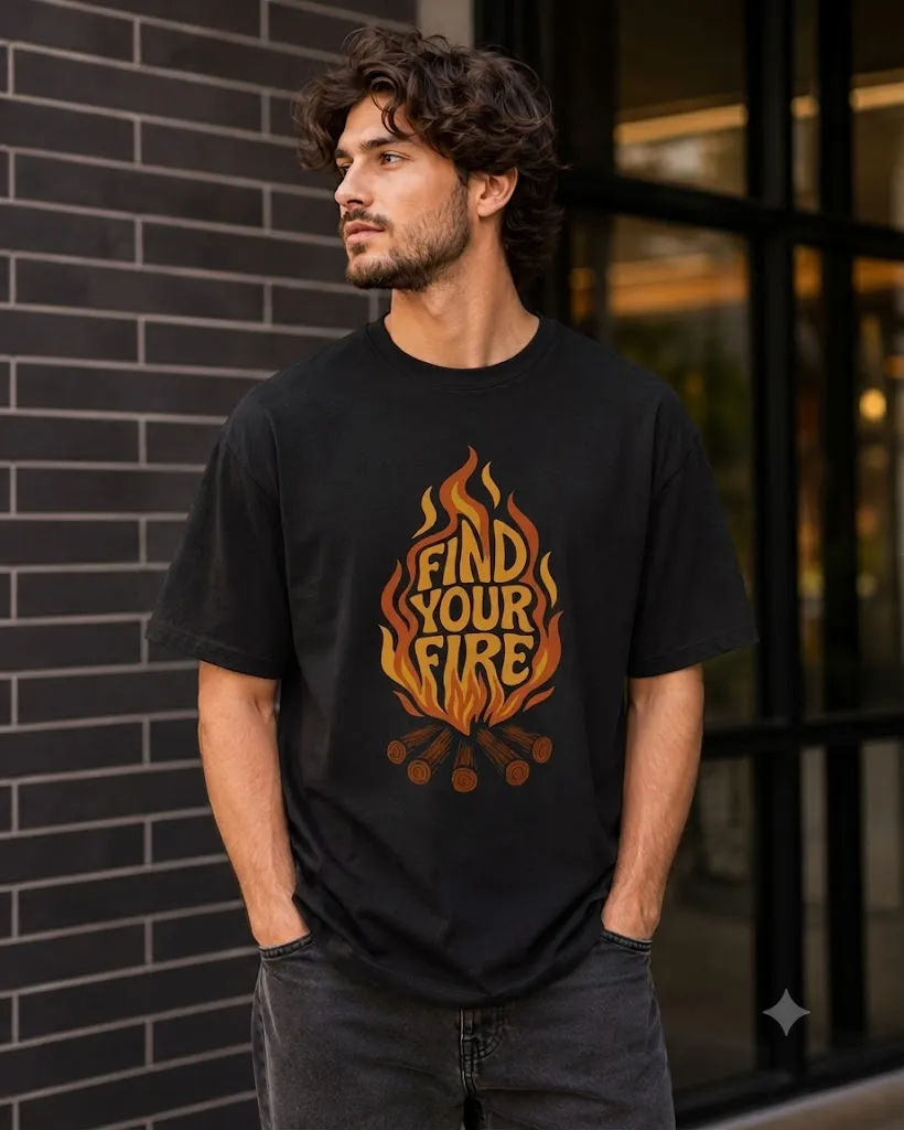 Find Your Fire 200 GSM Drop Shoulder T-Shirt - Image 1