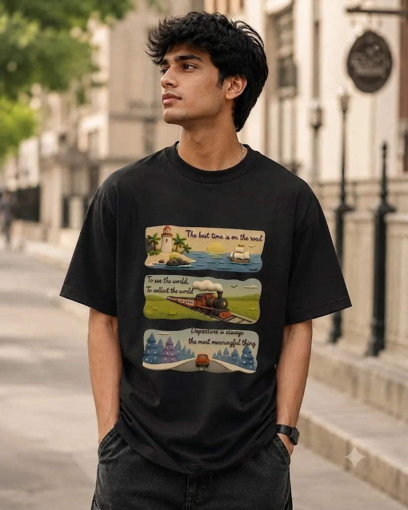Road Trip 200 GSM Drop Shoulder T-Shirt - Image 1