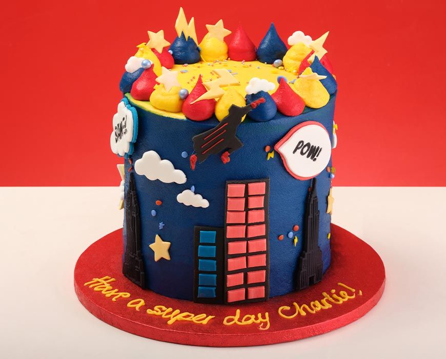 Superhero cake | Superhero birthday cake, Childrens birthday cakes, Novelty  birthday cakes