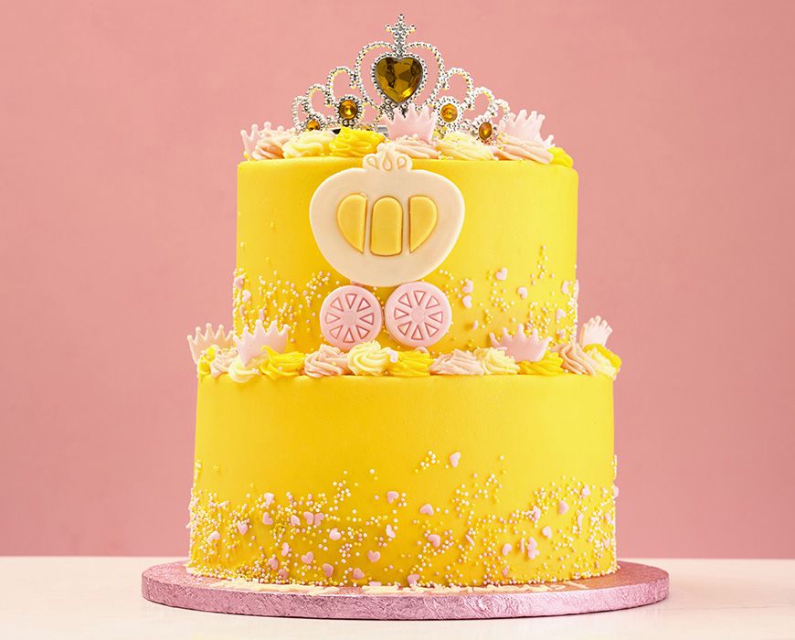 Princess Yellow 2 Tier Cake Personalised 5