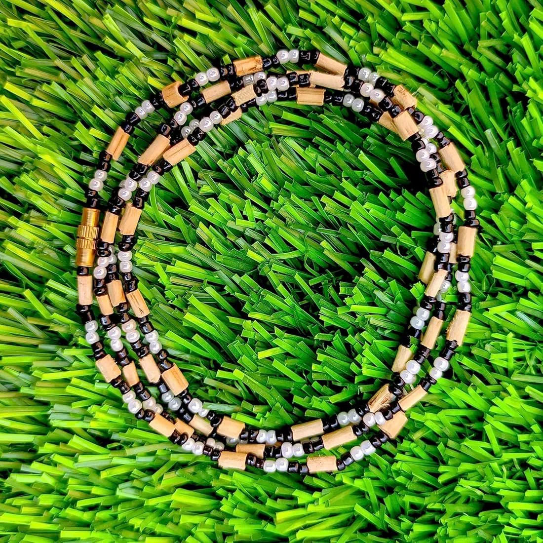 Original Tulsi Beads Necklace (3 Line) – Handmade Spiritual Tulsi Mala for Men & Women
