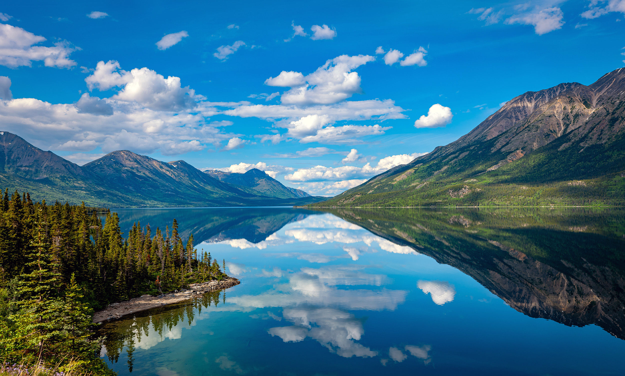 Mirror Like Water Reflection Tutshi Lake Skagway, Alaska