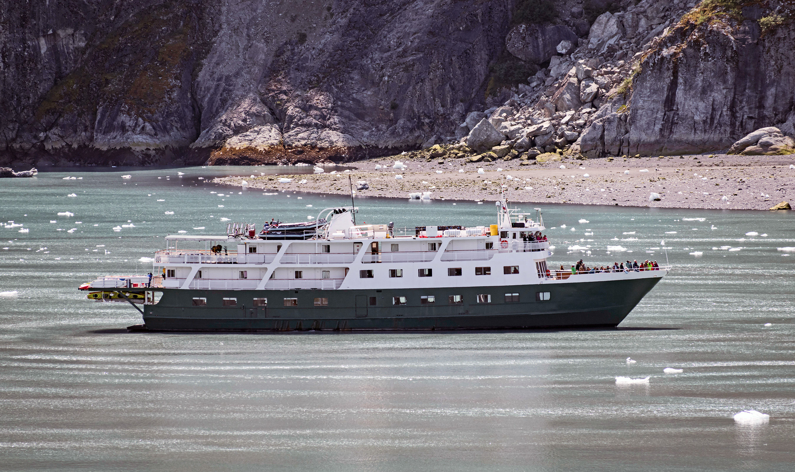 Observing the shores of a fjord in Glacier Bay, Alaska