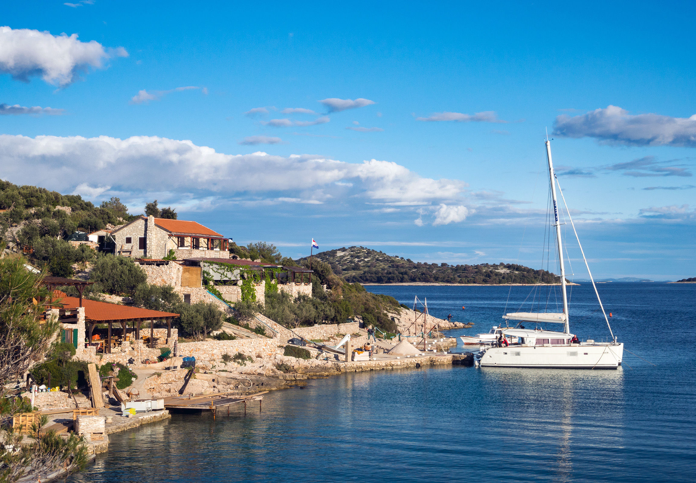 Catamaran docked in Croatia