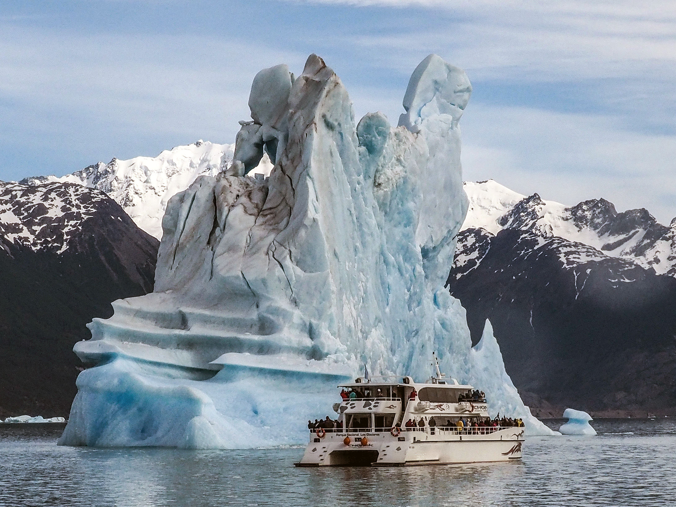 Catamaran near an iceberg