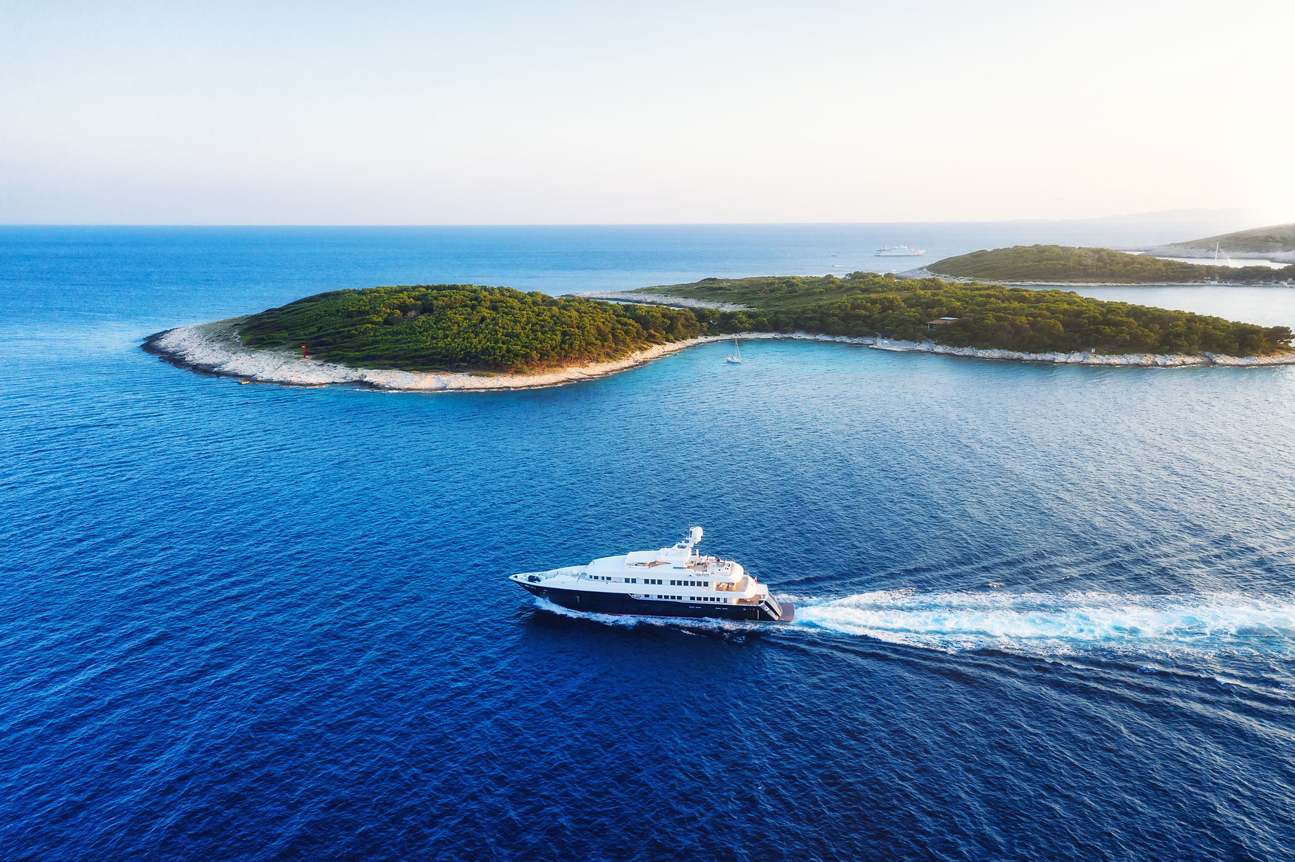 Aerial view of yacht on the Adriatic sea
