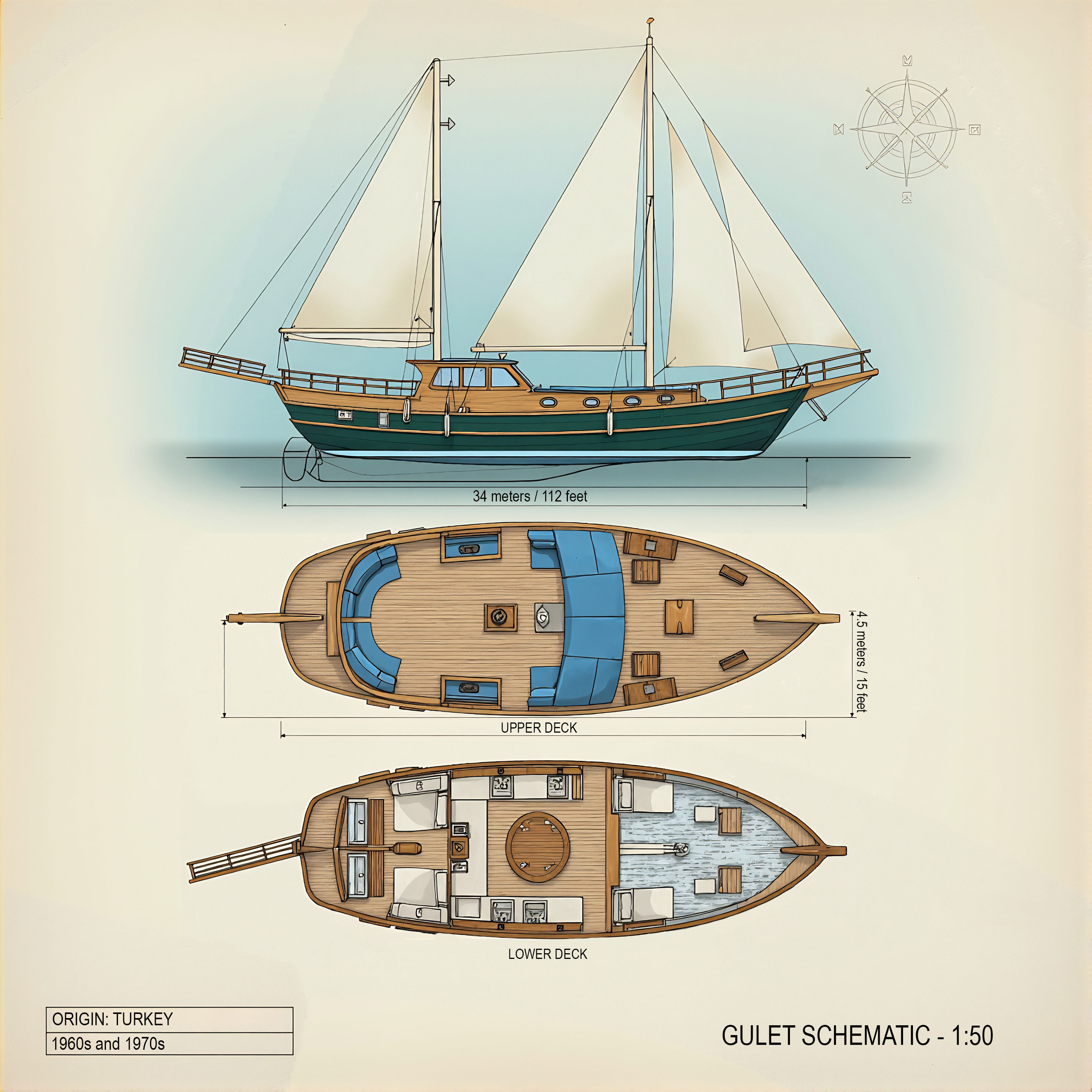 Gulet Schematic - 1:50 Scale