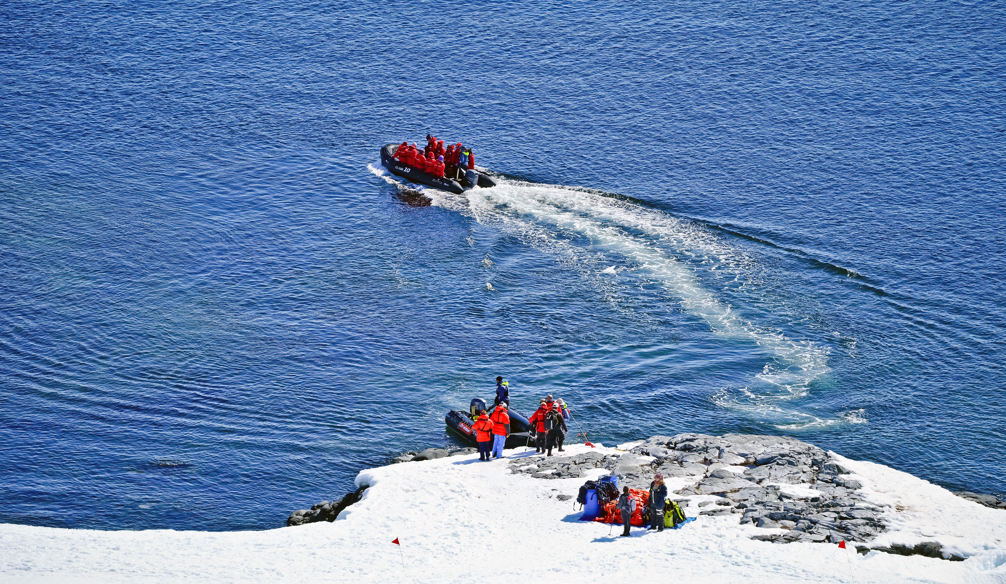 Zodiac landing in Antarctica