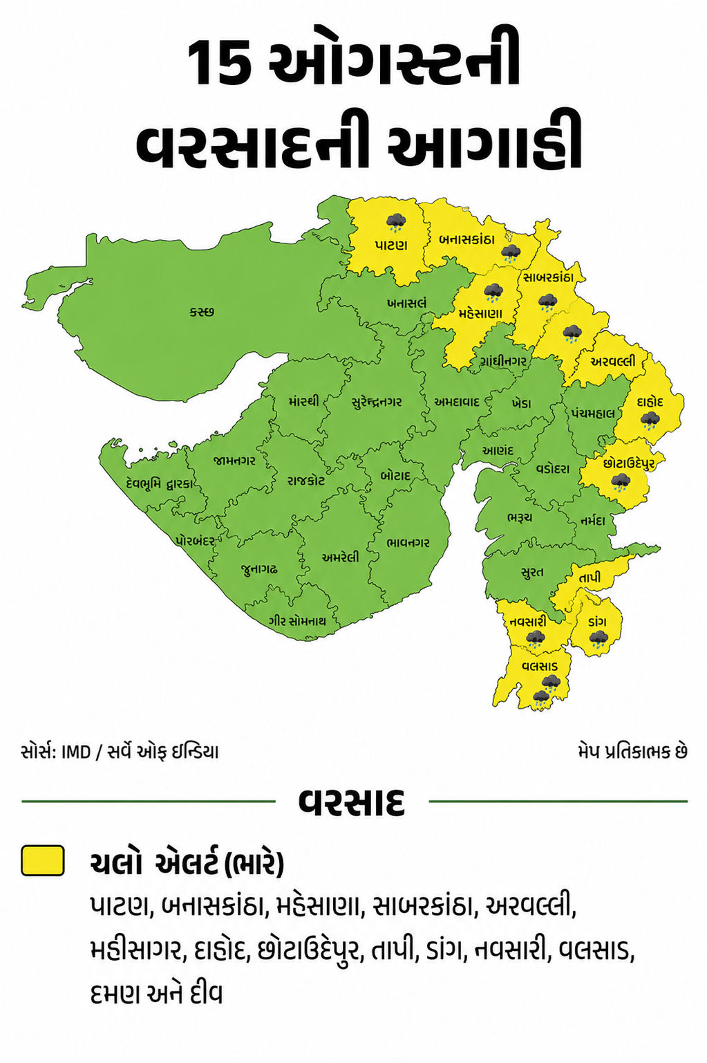 Heavy rain : આજે 12 જિલ્લામાં ભારે વરસાદની આગાહી, દક્ષિણ ગુજરાતમાં સિઝનનો વરસાદ 100%ને પાર 6 %E0%AB%AB