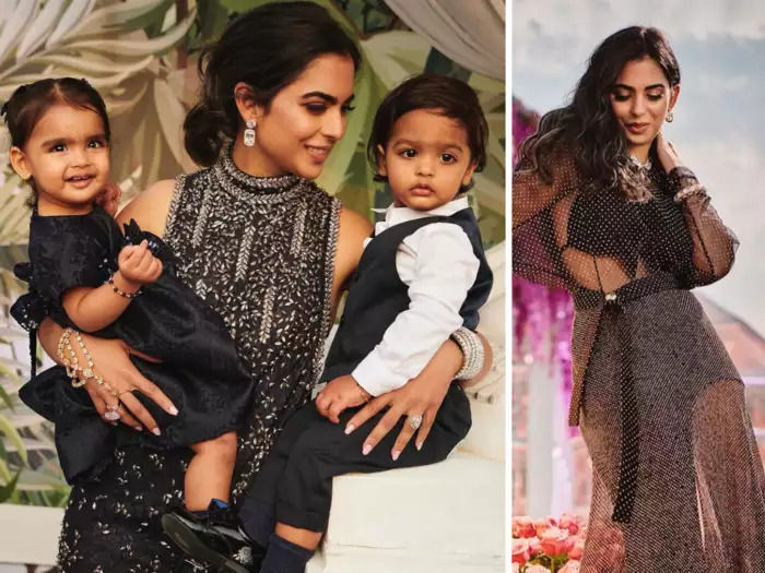 isha ambani dressed in chanel and lv dress left us gobsmacked with her stunning look at anant radhika pre wedding party second day 108167345