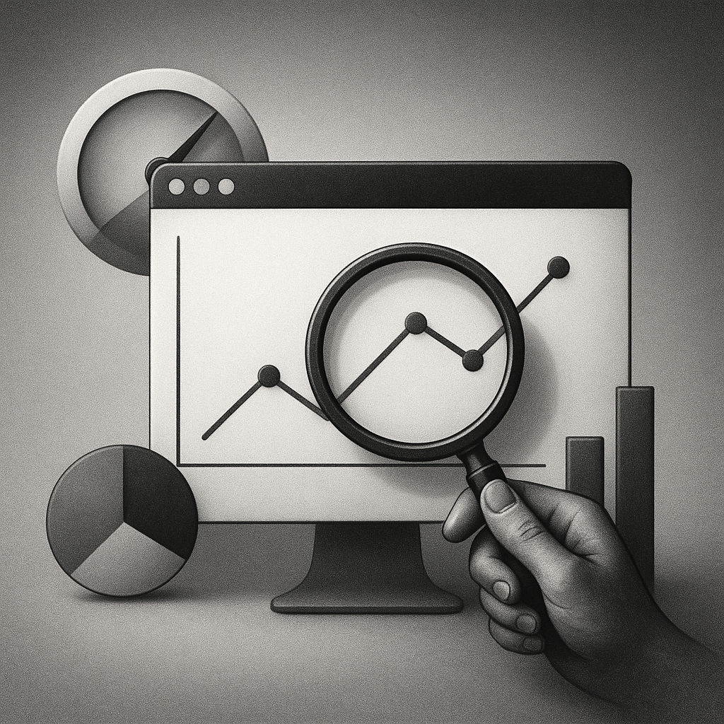 Ilustración editorial sobre Métricas Clave para Evaluar el Rendimiento de Web Apps a Medida — Erebus