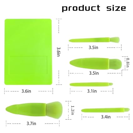 WADHWA 5Pcs Mini Travel Portable Makeup Brush Set Powder Foundation Cosmetic Tool With Mirror (Lime Green)