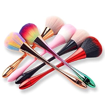Beautiflame Soft Nail Art Dust Remover Brush, Long Handle Manicure Tool, Makeup Powder Blush Brushes, Acrylic Gel Powder Mineral Brush(Assorted Colours)-pack off-1