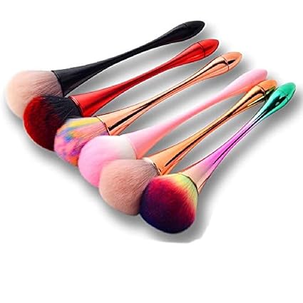 Beautiflame Soft Nail Art Dust Remover Brush, Long Handle Manicure Tool, Makeup Powder Blush Brushes, Acrylic Gel Powder Mineral Brush(Assorted Colours)-pack off-1