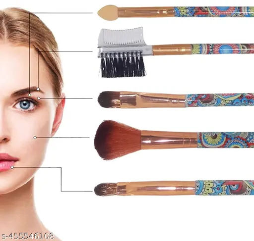 Professional Make Up 5 Brush Set/ Synthetic Makeup Brush Set Foundation Blending Blushh Face ( Color May Vary )