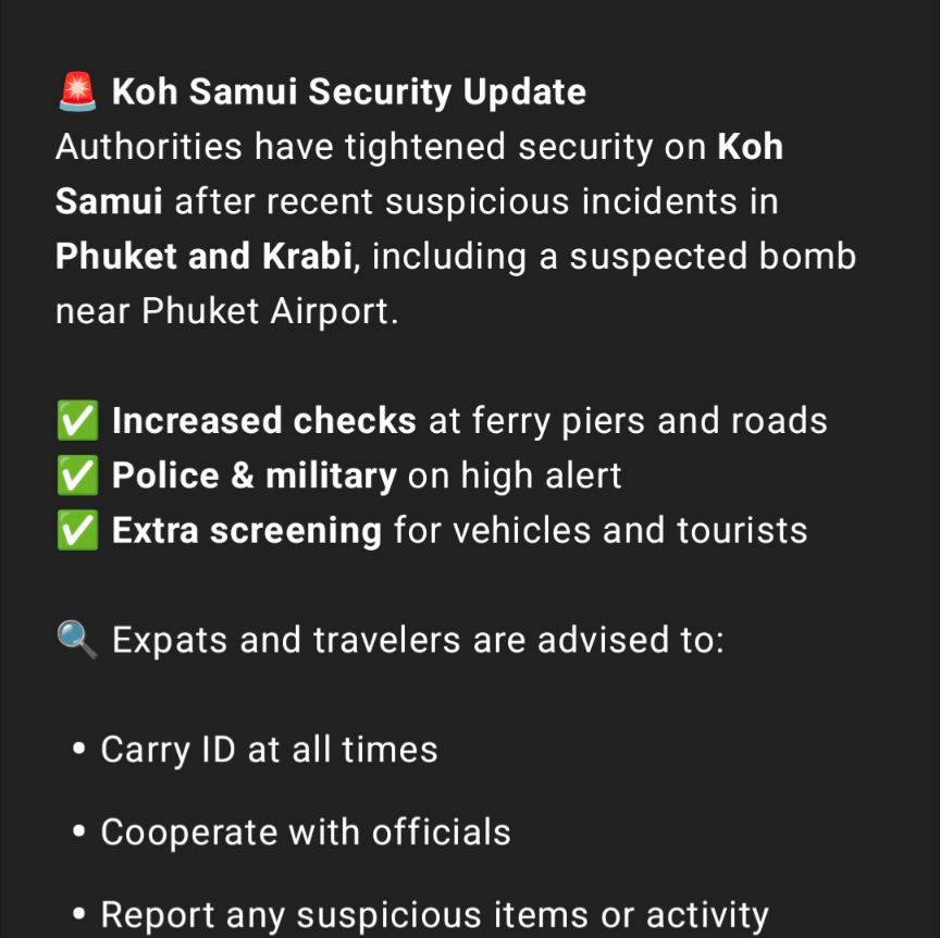 Koh Samui Security Update