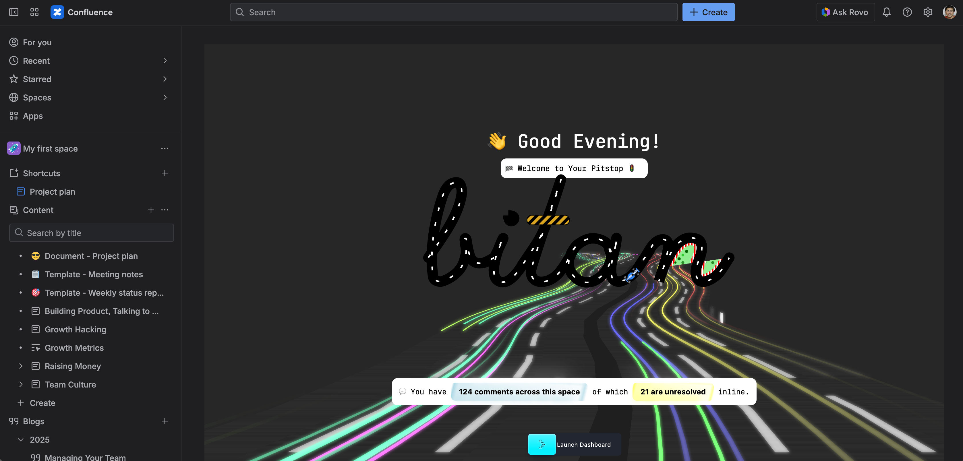 Splash Page in dark mode