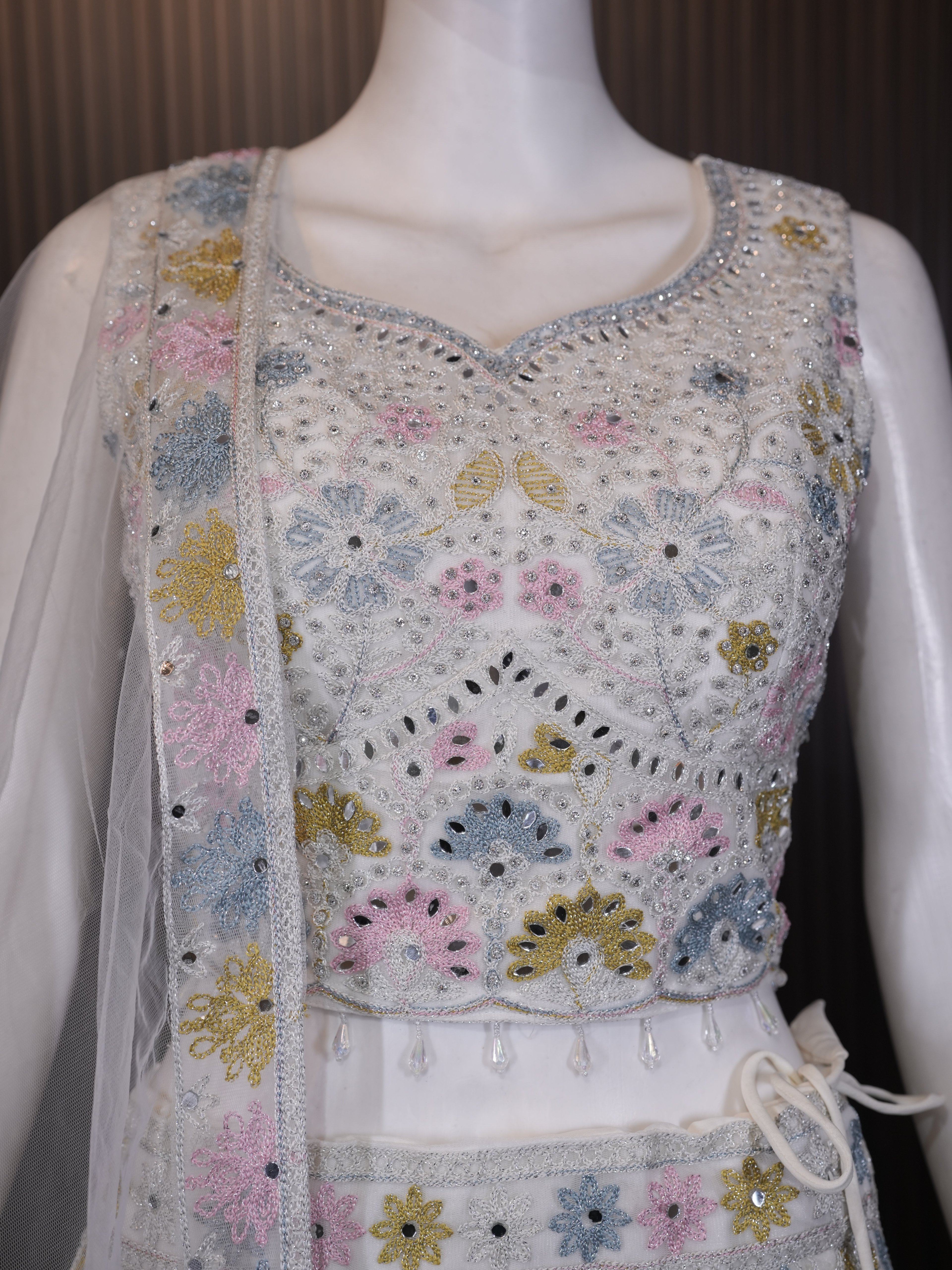 Pastel Bloom Embroidered Designer Lehenga Choli Set with Dupatta thumbnail 3