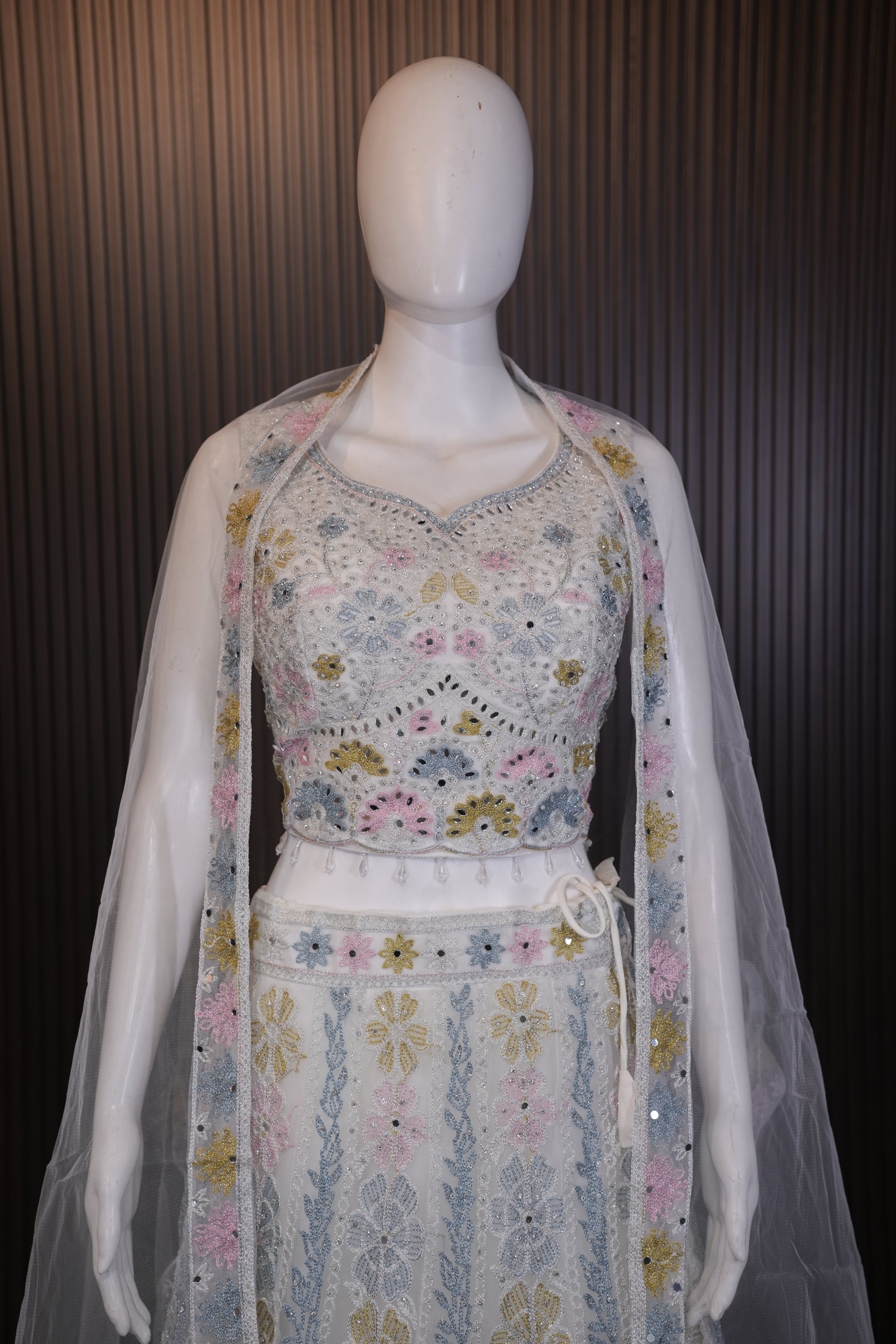 Pastel Bloom Embroidered Designer Lehenga Choli Set with Dupatta thumbnail 7