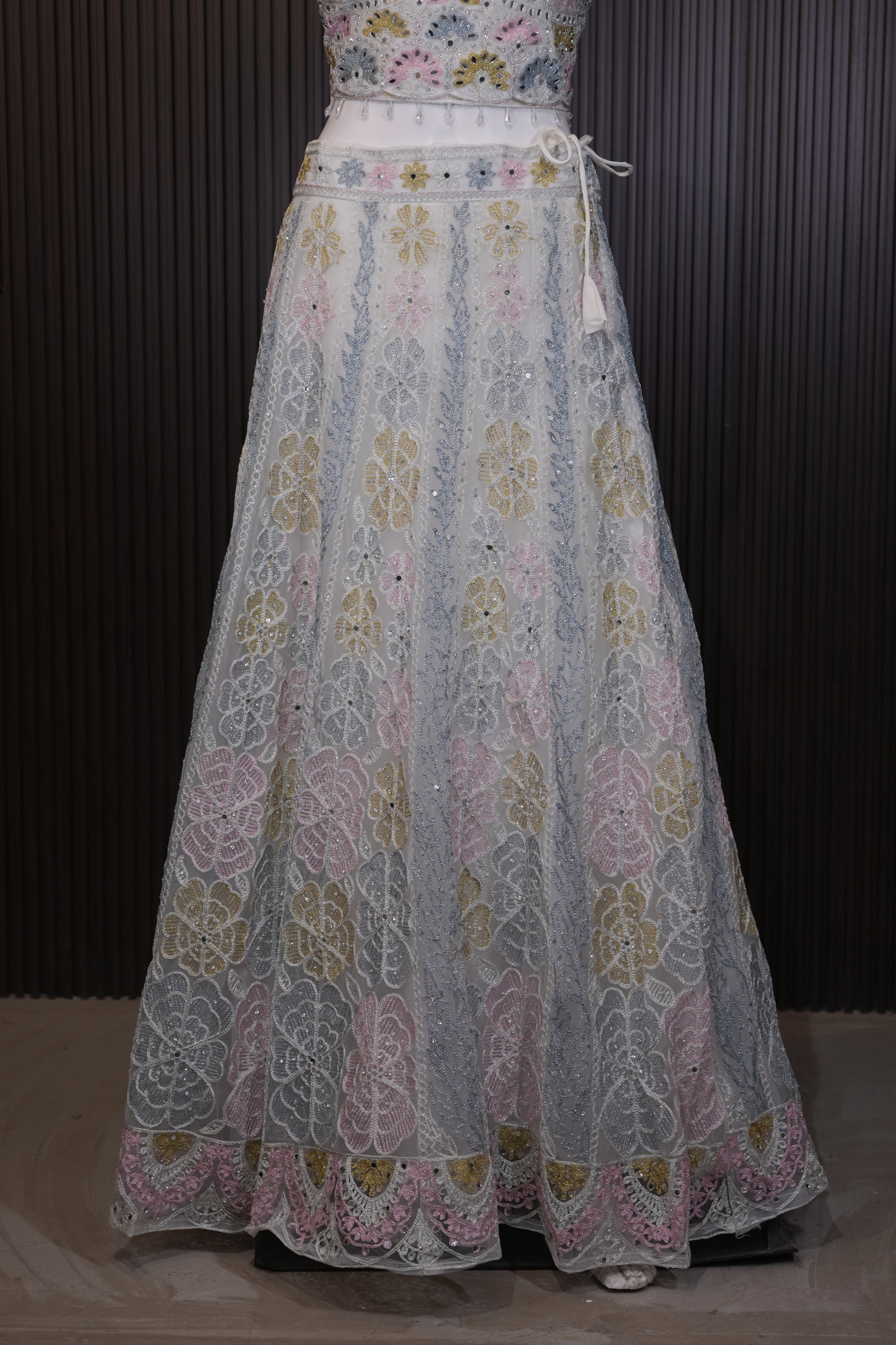 Pastel Bloom Embroidered Designer Lehenga Choli Set with Dupatta thumbnail 8