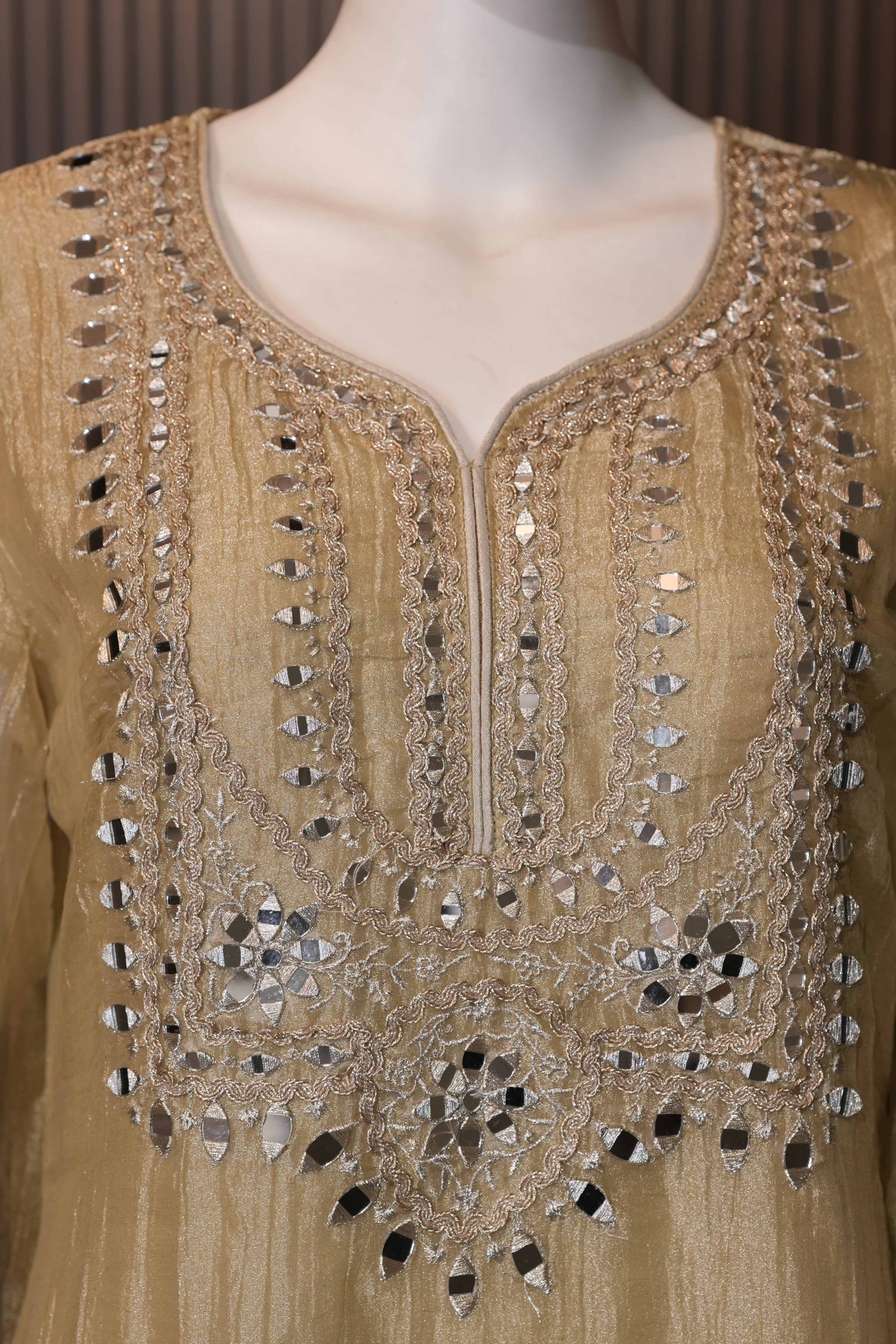 Embroidered 3-Piece Suit Set with Mirror Work thumbnail 3