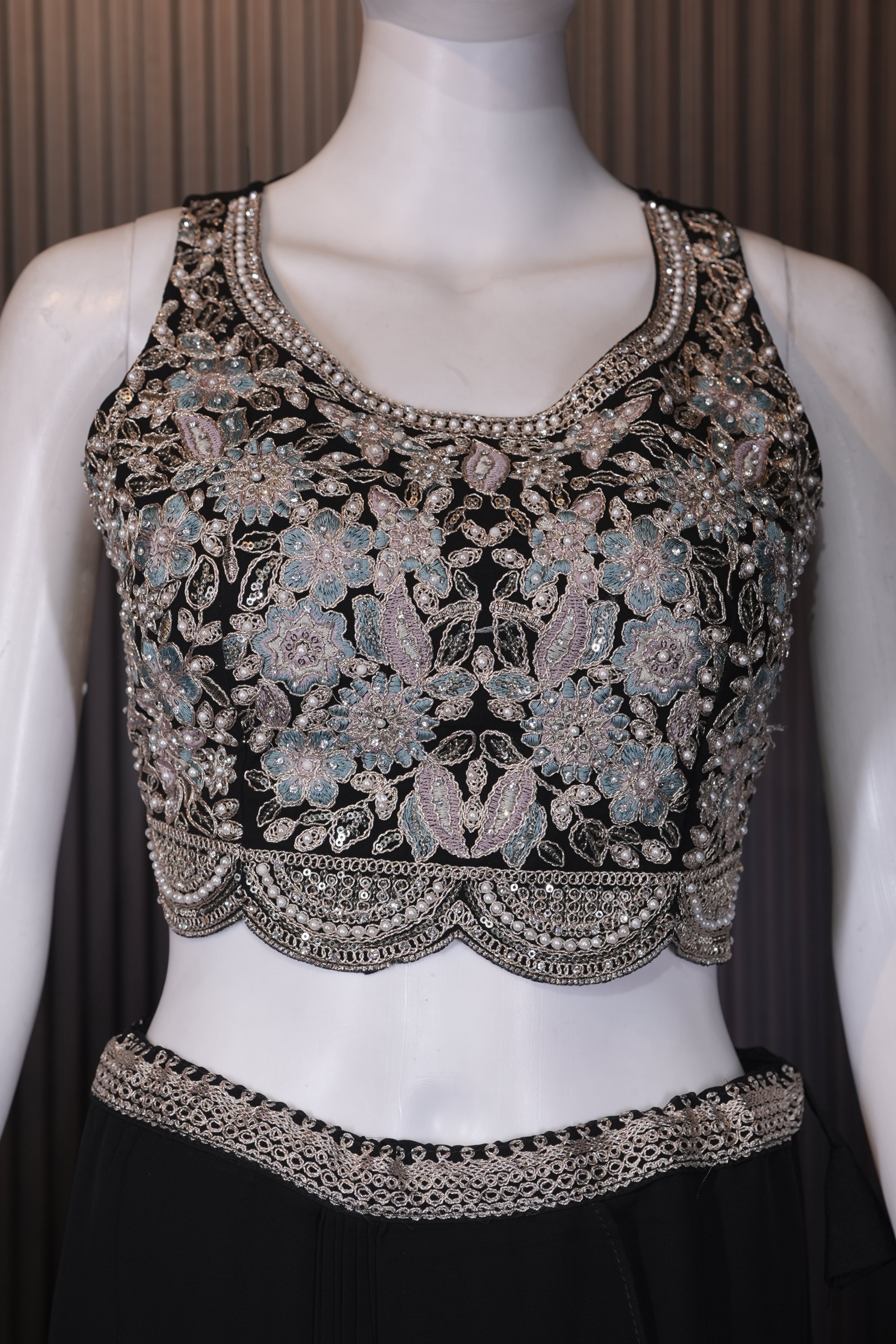Midnight Elegance Embellished Cape Palazzo Set thumbnail 4