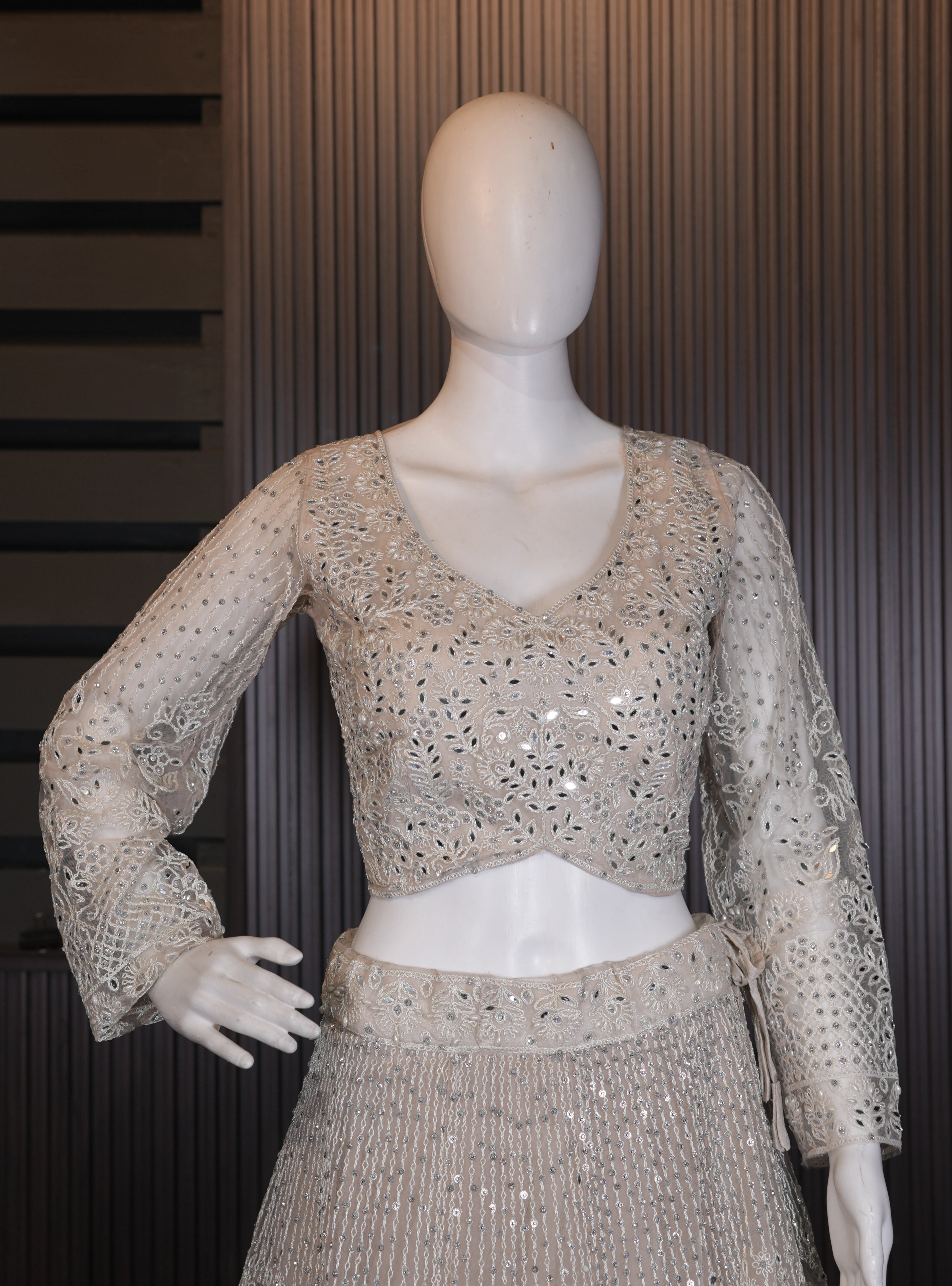Ivory Pearl Embroidered Designer Lehenga Set thumbnail 3