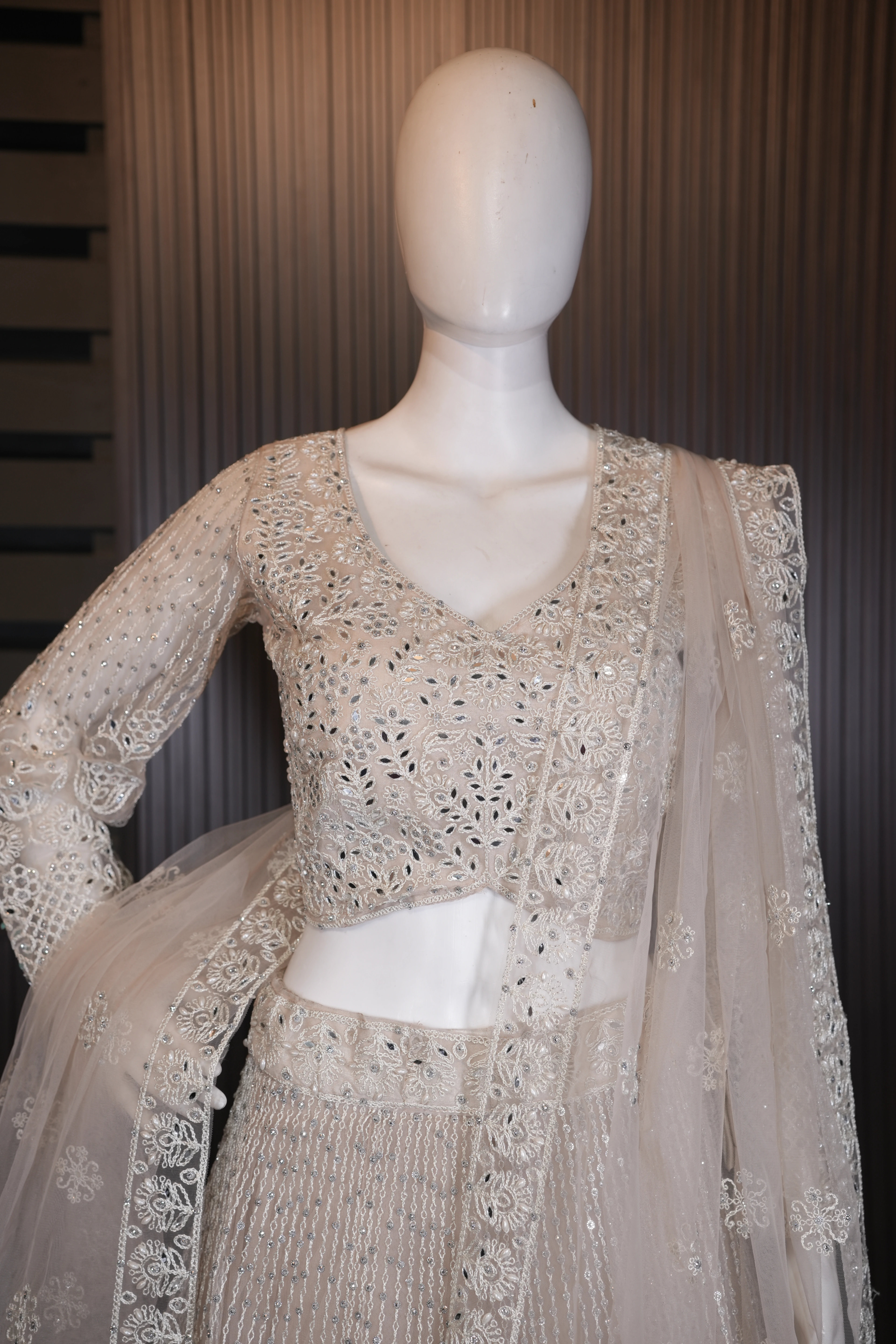 Ivory Pearl Embroidered Designer Lehenga Set thumbnail 2