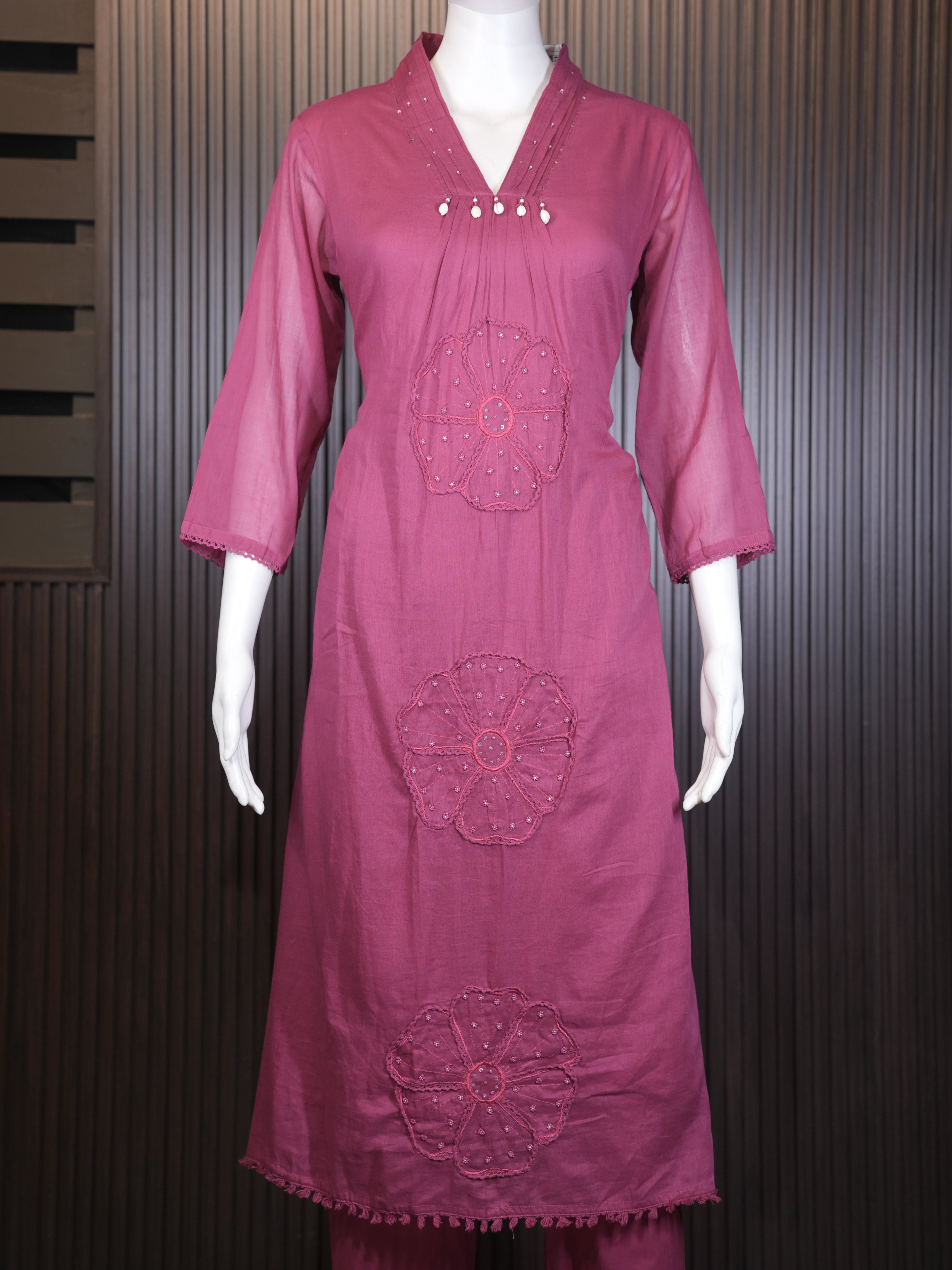 Rosewood Cotton Straight Suit Set thumbnail 3