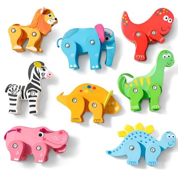 Wooden Forest Zoo Animal Toy Set for Kids